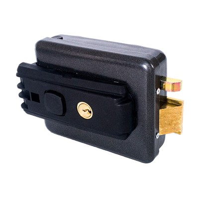 ISEO 51N115 Тип 3 и 4. Замок электромеханический, накладной, внутренний цилиндр, универсальный: открывание двери - наружу (право/лево), кнопка на выход.